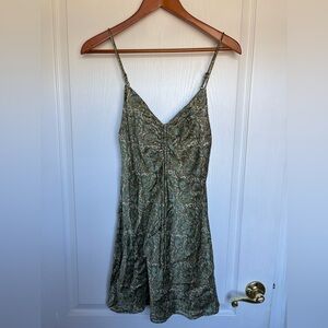 Zara Green Paisley Mini Dress Strappy Boho Summer Size Small